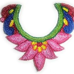 Har Collection Handmade Fur Wool Rangoli Mat, 50.8 x 49.5 cm, Multicolour Floral Design with Plate-image-42