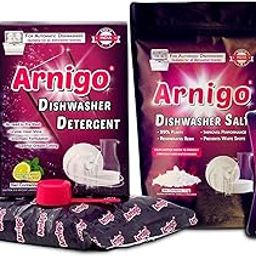 Arnigo Dishwasher Rinse Aid Liquid, Shine & Dry - 425ml + Dishwasher Salt - 1Kg + Dishwasher Detergent Powder- 1Kg Combo Kit, For Crystal Clear Dishes & Enhanced Performance,For All Brands Dishwasher-image-56