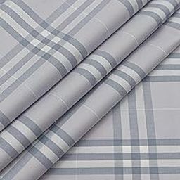 Flair Light Grey & Blue Checked Cotton Shirting Fabric-image-33