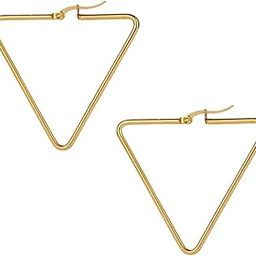Chic Retro Geometric Golden Hoops Earrings for Women Fashion | Hinged Hoop Chic Fashion Jewellery for Women, Earrings for Girls | Aesthetic Jewellery Trendy Earrings for Her Stylish-image-69