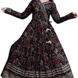 Women's Black Angrakha Style Anarkali Long Flared Gown by Vinayak Exim-1