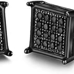 Hypoallergenic Black Square Men Earrings Studs Stainless Steel Earrings for Sensitive Ears Nickel Free Jewelry Diamond Unisex Hip Hop Studs-picture-14