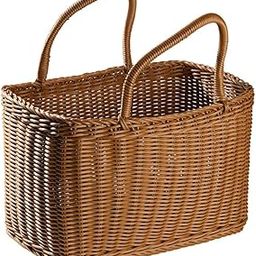 Alipis Wicker Basket with Handle Woven Storage Basket Rattan Flower Basket Fruits Vegetable Basket Egg Basket Gift Packing Basket Gardening Basket for Camping Wedding-4