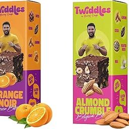 Twiddles Orange Noir + Almond Crumble Mini Snack Bars, Pack Of 6 (1+1) Made with Nuts | After meal snack| Goodness of millets | On-the-go | Yummy delight-24