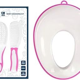 Kids Station Portable Baby Potty Training Seat with 2 Piece Baby Grooming Kit - Potty Training Seat for 1 + Year child - Kids Comb and Hair Brush - Accessories Set for Infants and Toddlers - (Pink)-image-51