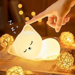 One94Store Sleeping Cat Rechargeable Silicone Night Lamp - Cozy Cat LED Lamp, Kids Night Light, Nursery Decor, Birthday Gift, Silicone LED Light-image-40