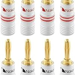 Nakamichi Excel Series 24k Gold Plated Banana Plug 12 AWG - 18 AWG Gauge Size 4mm for Speakers Amplifier Hi-Fi AV Receiver Stereo Home Theatre Audio Wire Cable Screw Connector 8 Pcs (4-Pairs)-image-13