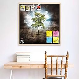 ArtzFolio Lonely Tree in the Woods, Dream or Nature Concept | Bulletin Board Notice Pin Board | Vision Soft Board with Thumb Push Pins & Sticky Notes | Natural Brown Frame | 12 x 12 inch (30 x 30 cms)-image-59