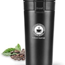 Coffee Mug Double Wall Stainless Steel Tumbler Vacuum Flask Bottle Thermo Tea Mug Travel Mug Tumbler with Flip Lid, Mesh Filter,Keeps Drinks Hot & Cold 450ML-image-19