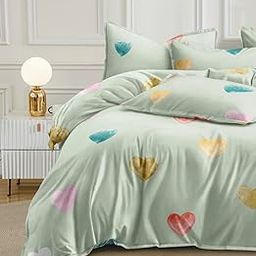 Premium Duvet Cover/Comforter Cover/Quilt/Blanket/Razai Cover Dohar with Zipper Closure (Lime Hearts, Single Duvet Cover 60x90)-image-89