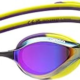 ARENA Unisex Adults Python Racing Swim Goggles for Men and Women Competitive Swimmers Anti-Fog Mirror Lens Max Comfort Dual Strap Small Fit, Violet/Plum/Arctic Lime-18