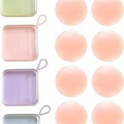 4 Pair Silicone Adhesive Nipple Covers for Women Reusable Breast Pasties Ultra Thin Invisible with Travel Storage Case Light Pink-image-15