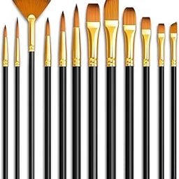 Nina Nino Painting Brushes Set of 12 Professional Round Pointed Tip Nylon Hair Artist Acrylic Paint Brush for Acrylic/Watercolor/Oil Painting-16