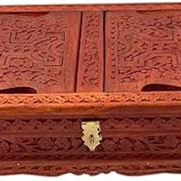 Shri Shri Handicraft Wooden Decor Holy Book Stand Box for Reading Quran, Geeta, Guru Granth Sahib, Bibil, Book Box & Diwali Gift-image-7