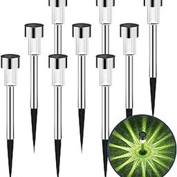 TECH LOGO ELECTRONICS Solar Lights Outdoor Pathway,Solar Walkway Lights Outdoor,Garden Led Lights for Landscape/Patio/Lawn/Yard/Driveway-Cold White (Stainless Steel) (Warm White) Pack of 10-image-64