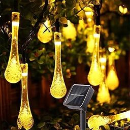 XERGY 30 LED Solar Lights Outdoor Garden Water Drop, Waterproof Solar Powered Outdoor Lights,8 Modes Twinkling Solar Fairy Lights Decoration, Warm White-image-89