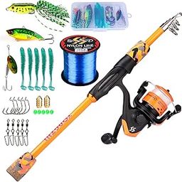 Sougayilang Fishing Rod and Reel Combo, 1.5m Telescopic Fishing Pole with Spinning Reel Full Set-1.5m & Reel Orange-image-68