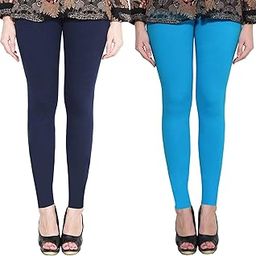 Premium_Cotton Lycra_Ankle Length Leggings_For Women/Girls/Ladies_Combo Pack of 2_(Dark Blue & Light Blue/Firozi)-image-24