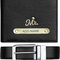 Enigma Faux Leather Wallet & Belt Gift Set for Men | with Personalized Name & Charm | Best Combo for Husband, Father, Boyfriend, Brother, Etc (Black)-9