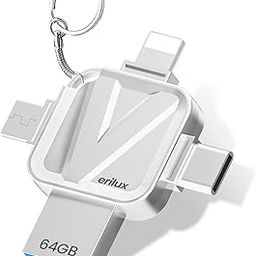Verilux® Pendrive 64GB 4 in 1 Flash Drive with Light-ning, Micro USB, USB A, Type-C Interface High Speed Mini Hangable 64 GB PenDrive for iOS & Android Compatible with iPhone, iPad, Android, PC-17