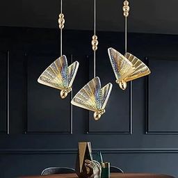 Harold Electricals LED Butterfly Paradise Hanging Pendant Light Fixture for Living Roim, Bedsde, Dining Table, Kitchen Island & Home Decor - (Pack of 3) Acrylic-14