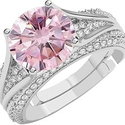Pure 925 Sterling Silver Tove Pink Solitaire Wedding Finger Ring | Swiss Zircon Platinum Plated | Size Adjustable | Gift for Women Girls Wife Girlfriend-image-31