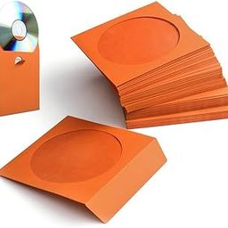 100 Pack CD DVD Thick Paper Sleeves Standard Envelope Cases Display Storage Premium with Window Cut Out and Flap for Music Movie Video Game Disc (Orange)-image-37