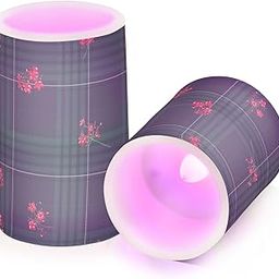 JJoias Black-Tartan-Layer-red-Flowers Color Changing Flameless Pillar Candles with Remote/Timer, Battery Operated Warm Light/Flickering ‎Candle for Home Decoration Gifts, Set of 2-image-93