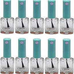 Ear Lobe & Accessories] Empty Nail Polish Bottles - 5 ml (Pack of 10) | Clear Glass Bottles | Brush Cap for Easy Application | for Nail Art | Reusable | Cuticle Oils-picture-13