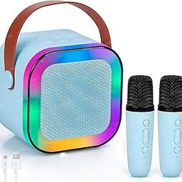 Zest 4 Toyz Wireless Karaoke System with 2-Microphone Compact Bluetooth Speaker RGB Lights Portable Sound System Long Battery Life BT Speaker Singing Toy for 4+ Year Old Kids - Blue-89