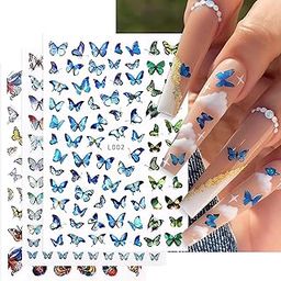 D.B.Z. 8 Sheets Butterfly Nail Art Stickers Decals - Colorful Spring 3D Self-Adhesive Supplies - Holographic Laser Design Accessories for Women Acrylic Decorations-25