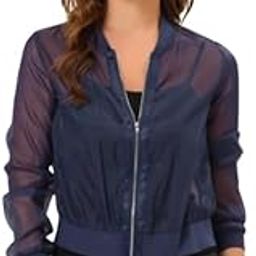 Women's Zip Up Light Weight Long Sleeve Mesh Bomber Jacket for Summer-image-19
