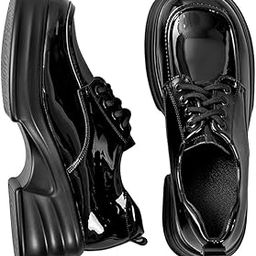 Women's Chunky Heels Loafers Shoes Oxfords Dress Platform Patent Leather for Office Lady-image-59