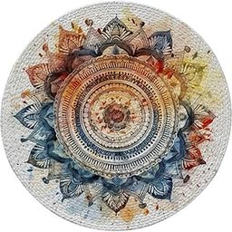 Heu Festive Textile Set Of 2 Printed Cotton Placemats|Side Table Mats|15 Inches Round|Best For Bed-Side Table,Center Table,Dining Table,Shelves|Home Decorators|For Gift|Multi Color_Dgn-13-12