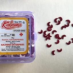 Kalpana Sticker Kumkum Bindi Chand Half Moon Shape Deep Red Color (Size -0) Pack of 12-0