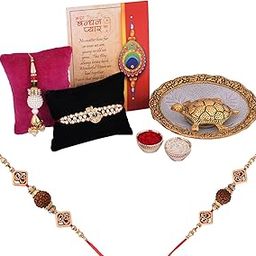 Collectible India Rakhi Gift for Brother Combo Set - Rakhi for Brother - Rakhi for Rakshabandhan Gifts for Bhaiya Bhabhi - Metal Tortoise Vastu Showpiece, Home Decor Items (M1- Family Combo)-image-20