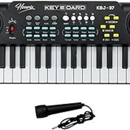 Henrix KBJ-37 37 Key Junior Keyboard with Microphone Black-10