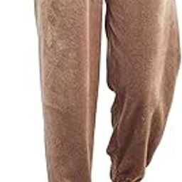 Womens Winter Plush Fluffy Pajama Pants Warm Fleece Lounge Pants Sleepwear Bottoms Free Size (Waist 28-34 Pack of 1) (Brown)-image-6
