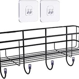 Go Hooked Metal Storage Basket with Hooks | Wall Mounted No Drill Self-Adhesive Shelf for Bathroom & Home Organization | Multipurpose Storage Rack | Bathroom Shelf Organizer | Metal Wall Shelf-picture-31