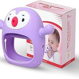 tekme Penguin Teethers for 6 to 12 Months, Never Drop Silicone Chewing Teething Toys for Babies, Baby Chewing Toys for Teething Gums (Purple)-picture-25