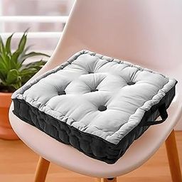 Kuber Industries Square Chair Pad|Comfortable Seat Cushion|Soft Cotton Pillow Filler for Seating,Meditation,Yoga,Living Room (Gray)-image-57