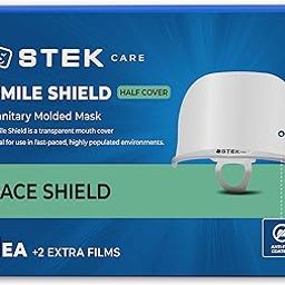 STEK Smile Shield (Half Cover) - Safety Face Shields Anti-fog Reusable Plastic Clear Protective Mask (1set+2extra films)-10