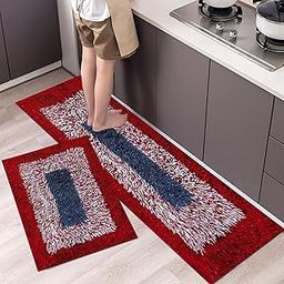 Kitchen Floor Mat & Runner Set with Anti-Skid Rubber Backing – Durable Cotton Power-Loomed Design, Low-Pile Mat for Kitchen, Bathroom, Entrance, and Living Room Floors, Combo of Runner & Bath Mat-image-51