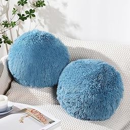 CottonFry 2 Piece Round Ball Throw Pillow Soft Circle Decorative Spherical Fuzzy Pillows 10 Inch for Bedroom Living Room Office School Couch Chair Bed Decorations (Sky Blue)-image-23