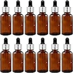 nsb herbals 30 ML Amber Round Empty Glass Bottle + Glass Dropper + Silver Ring + Black Silicone Teat, Refillable, Reusable, Leak Proof For Essential Oils, Perfumes (Pack Of 24)-12