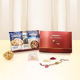 PUREHEART Rakhi Gift Hamper- Natural Cashews, Fruit & Nut Nutmix and Black Raisins (80g, each) with Designer Rakhi for Brother, Gift Card, Pooja Rice, Kumkum - of Crunchy Dry Fruits and Nuts-image-5