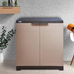 Prima Alfa 1 Plastic Cabinet for Storage | Space Organizer | Shelves | Cupboard | Living Room | Kids | Multipurpose for Home Kitchen & Office Camel & Brown Color-1