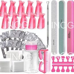 INOG Gel Polish Remover Tools Kit With Clips, Wipes, Cutter, Pump, Buffer Shiner Files, Brush - Acetone Acrylic Nails Tool Sets-image-22