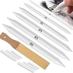 Norocme 12 PCS Blending Stumps and Tortillions Paper Art Blenders with Sandpaper Pencil Sharpener Pointer for Student Artist Charcoal Sketch Drawing Tools-image-13