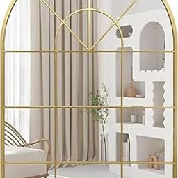 Australian Handicraft Home Wall Decor, Metal Wall Decor Window Arch Design Modern Wall Sculptures Hanging for Living Room Mirror Frame, Wall Mounted, for Room, Bedroom, Office (Golden)-image-74